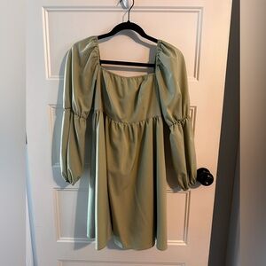 Green Puff Sleeve Dress